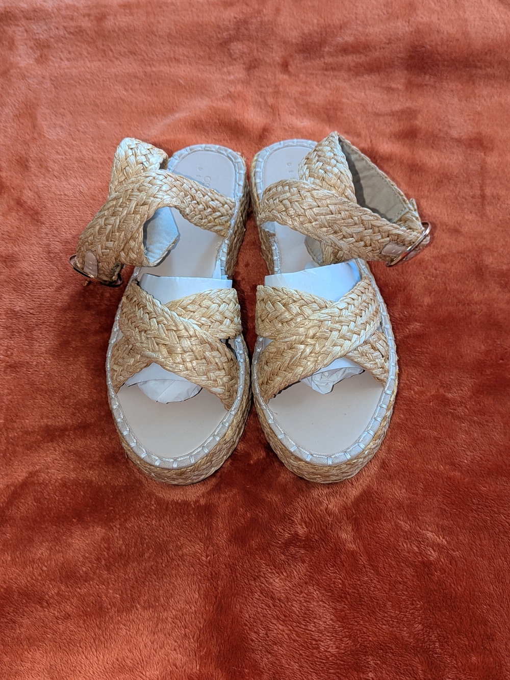 ASOS Natural Straw Woven Espadrille Wedge Sandals
